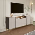 1600mm Sintered Stone Top Tall Beige TV Stand with 4 Doors & 5 Shelves