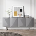 Modern 71" Gray Sideboard Buffet Storage Kitchen Cabinet with 4 Doors Adjustable Shelves