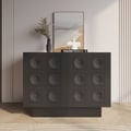 41" Black Sideboard Buffet Doors&Drawers Modern Circle Patterned Kitchen Cabinet
