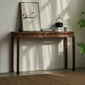 47.2" Mid Century Modern Console Table Walnut Solid Wood Entryway Table with 4 Legs
