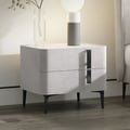 Modern Gray Nightstand with Drawers & Sintered Stone Top Freestanding Bedside Table