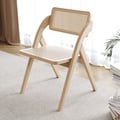 Set of 2 Japandi Folding Solid Wood Natural Dining Chairs