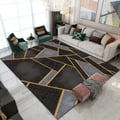 5' x 7' Art Deco Black & Gold Livingroom Geometric Rug Decorative Carpet