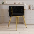 Sweave Nordic Black Barrel Back Dining Chair Round Accent Chair with Velvet Upholstery