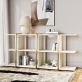 72" Long Low Bookshelf 2-Shelf Open Horizontal Bookcase White & Gold
