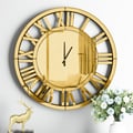 23" Large Round Roman Numeral Silent Wall Clock Modern Acrylic Mirror Decor Art in Gold 