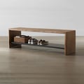 39" Rustic Wood Entryway Bench with Shoe Rack