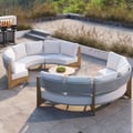 8 Pieces Farmhouse Curved Modular Outdoor Patio Sectional Sofa Set with Coffee Table