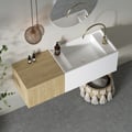 40" Floating Bathroom Vanity Wall-mounted Single Sink with Cabinet in Light Wood & White