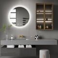 Black Modern Bathroom Mirror with Side Cabinet & Glass Door Wall-mounted