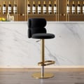 Modern Bar Stool Velvet Adjustable Height Swivel Black with Full Back Counter Stool