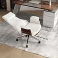Reclining Leather Office Desk Chair High Back Adjustable Swivel White Executive Chair