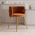 Sweave Nordic Orange Barrel Back Dining Chair Round Accent Chair with Velvet Upholstery