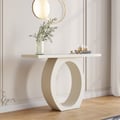39.4" Modern White Console Table with Circle Base White Wooden Entryway Table