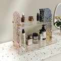 2 Tier Acrylic Bathroom Storage Rack Makeup Cosmetic Organizer in Iridescent & Clear