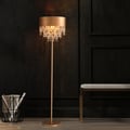 Glam 2-Light LED Crystal Floor Lamp Plug-in Standing Lamp in Gold for Home Decor