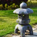 Outdoor Garden Geometric Japanese Solar Lantern Sculpture Statue Asian Decor in Gray