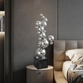 620mm Modern Abstract Geometric Ball Sculpture Art Ornament Stainless Steel Marble Decor