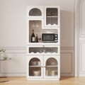 1800mm White Freestanding Pantry Cabinet Small Buffet Pantry Storage Cabinet