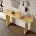 Tintica 59.1" Rustic Solid Wood Long Console Table Natural Entryway Table Pedestal Base