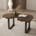 Rustic 39.8" Live-Edge Coffee Table Walnut & Black with Wooden Tabletop & Metal Base 