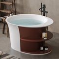  47" Japanese Round Freestanding Soaking Bathtub with Storage White 70-Gallon Capacity