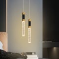 1-Light Single Mini Cylinder LED Island Pendant Light in Black & Gold with Acrylic Shade