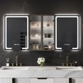 1500mm LED Lighted Medicine Cabinet Wooden Wall-mounted Bathroom Mirror with Doors