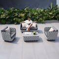 Martic 4Pcs Aluminum Rope Outdoor Sofa Set with Faux Marble Coffee Table Cushion Pillow