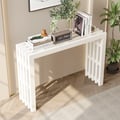 48" Modern White Waterfall Console Table Narrow Wooden Entryway Table
