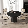 1000mm-1400mm Black Dining Table 4 Dining Chairs Set