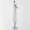 Modern Chrome Waterfall Bathroom Tub Faucet with Handheld Spray Solid Brass 