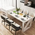 73"-93" Extendable Modern White Kitchen Island MDF with Storage Kitchen Cabinet