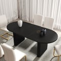 63"-79" Japandi Style Oval Extendable Dining Table Black Seats 6-8 People