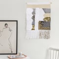 Modern Woven Black and Gold Blend Tapestry  Macrame Wall Hanging