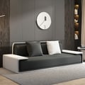 Doart 81" Modern Dark Gray Upholstered Armless 3-Seater Sofa Cotton Linen with Pillows