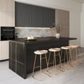 1830mm Kitchen Islands Marble Veneered Top Black Modern with Storage Kitchen Cabinet