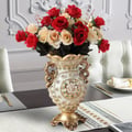 Shinely 295mm European Retro White & Gold Resin Large Flower Vase