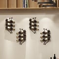 4 Pieces 12 Bottles Moon Shaped Metal Wine Rack Wall Mounted in Bronze 