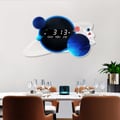 23.6" LED Digital Display Modern Acrylic Blue Space Astronaut Wall Clock Decor Art