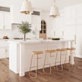1830mm Modern White Kitchen lsland Marble Pattern Kitchen Cabinet with Wine Storage