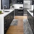 2 Pieces Modern Gold  Washable Kitchen Runner Mats Non-slip Anti Fatigue Kitchen Rug Set