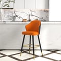 Orange Modern Bar Stool Height Upholstered Chair with PU Leather