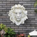22" Outdoor Lion Head Wall Decor Garden Sculpture Animal Statue Art in Beige
