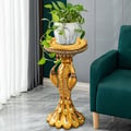 27.2" Tall European Vintage Gold Pedestal Plant Stand Peacock Side Table Resin Sculpture