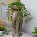 26" Outdoor Elephant Sculpture Resin Garden Statue Planter Bird Bath Figurine in Green