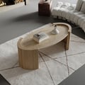 43" Japandi Oval Travertine Stone Top Coffee Table