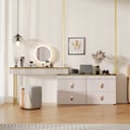 Chanor Modern Champagne Dresser Vanity Set Extendable Desk Vanity Combo Stool & Light