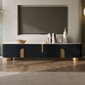 Artus Modern Beige TV Stand Stone Top 4 Doors with Storage Media Console TV up to 2159mm
