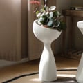26" Outdoor Resin Pedestal Planter Pot Garden Sculpture Decor Geometric Statue Art